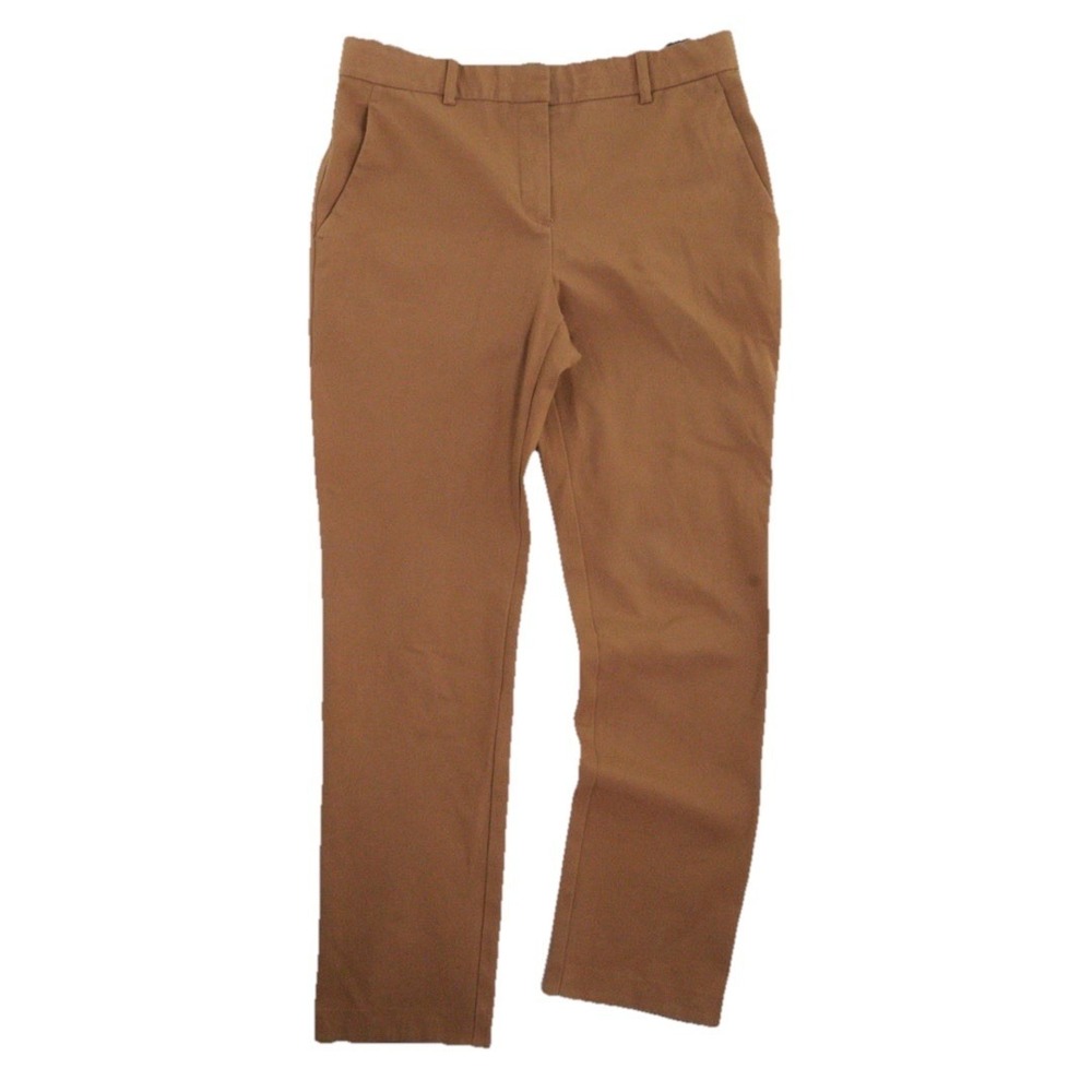 Theory Women's Pants Brown Mid Rise Cotton Stretch Slim Leg Trousers Sz 4